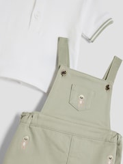 River Island Beige Boys Bear Dungaree Shorts Set - Image 3 of 10