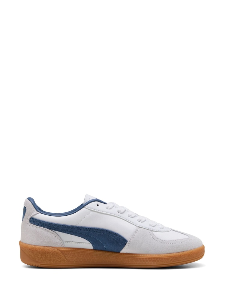 Puma White/Blue Mens Palermo Trainers - Image 2 of 6