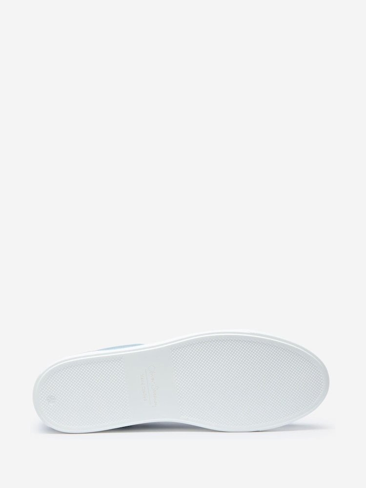 Oliver Sweeney Blue Perforated Calf Leather Cupsole Trainers - Image 5 of 5