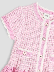 River Island Pink Baby Girls  Boucle Peplum Knit Top And Short Set - Image 4 of 5