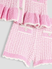 River Island Pink Baby Girls  Boucle Peplum Knit Top And Short Set - Image 5 of 5