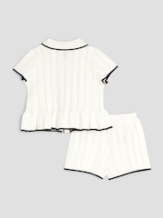 River Island Cream Baby Girls  Boucle Peplum Knit Top And Short Set - Image 2 of 5