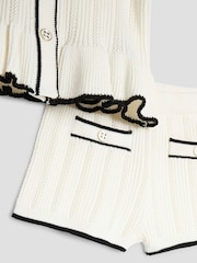 River Island Cream Baby Girls  Boucle Peplum Knit Top And Short Set - Image 5 of 5