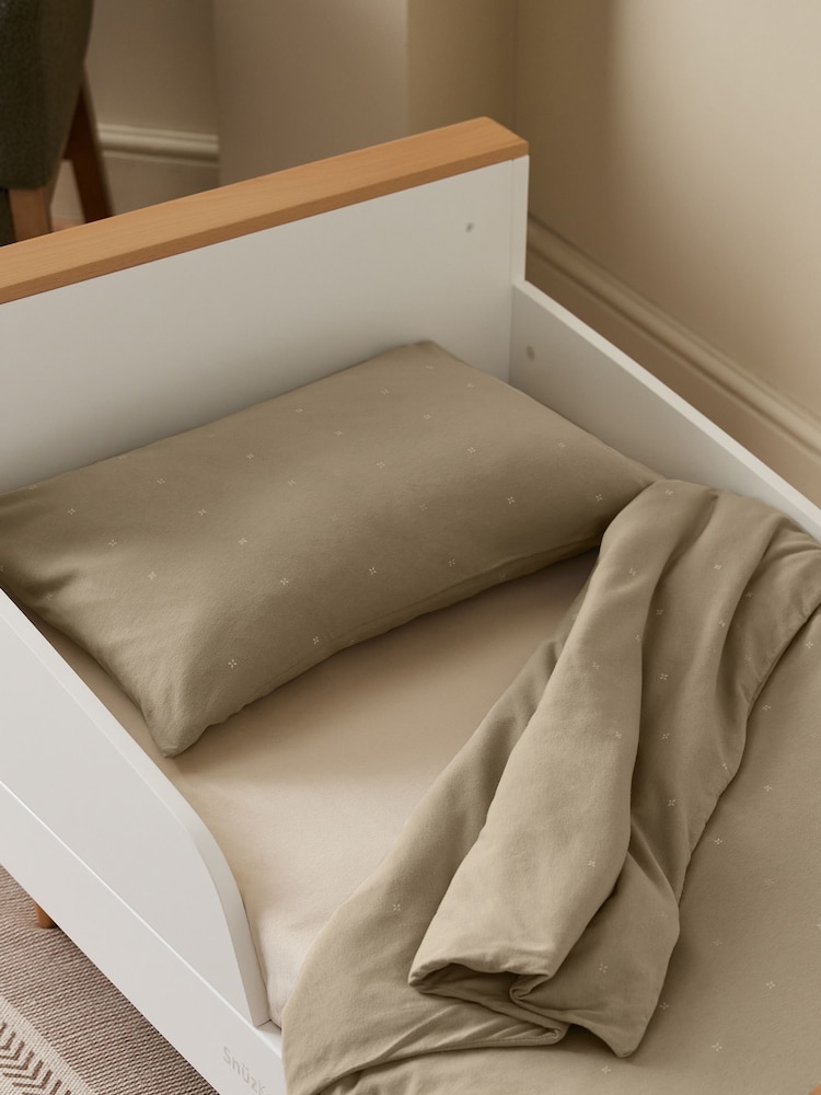 Snuz Sage Cross Duvet Cover and Pillow Case Fitted Set - Image 1 of 3