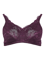 Yours Curve Purple Lace Non-Wired Bra - Image 2 of 3