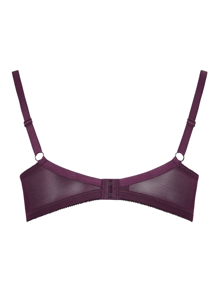 Yours Curve Purple Lace Non-Wired Bra - Image 3 of 3