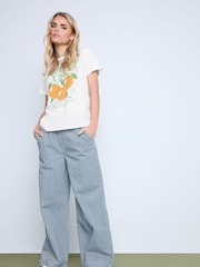 PixieGirl Petite Blue Wide Leg 100% Cotton Jeans - Image 2 of 6