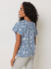 M&Co Blue Petite Boho 100% Cotton T-Shirt - Image 3 of 5