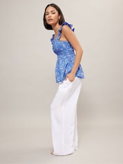 PixieGirl Petite Floral Shirred 100% Хлопковый топ - Image 1 of 5