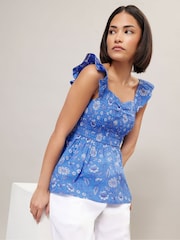 PixieGirl Petite Floral Shirred 100% Хлопковый топ - Image 2 of 5