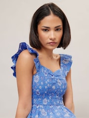 PixieGirl Petite Floral Shirred 100% Хлопковый топ - Image 3 of 5