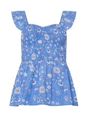 PixieGirl Petite Floral Shirred 100% Хлопковый топ - Image 5 of 5