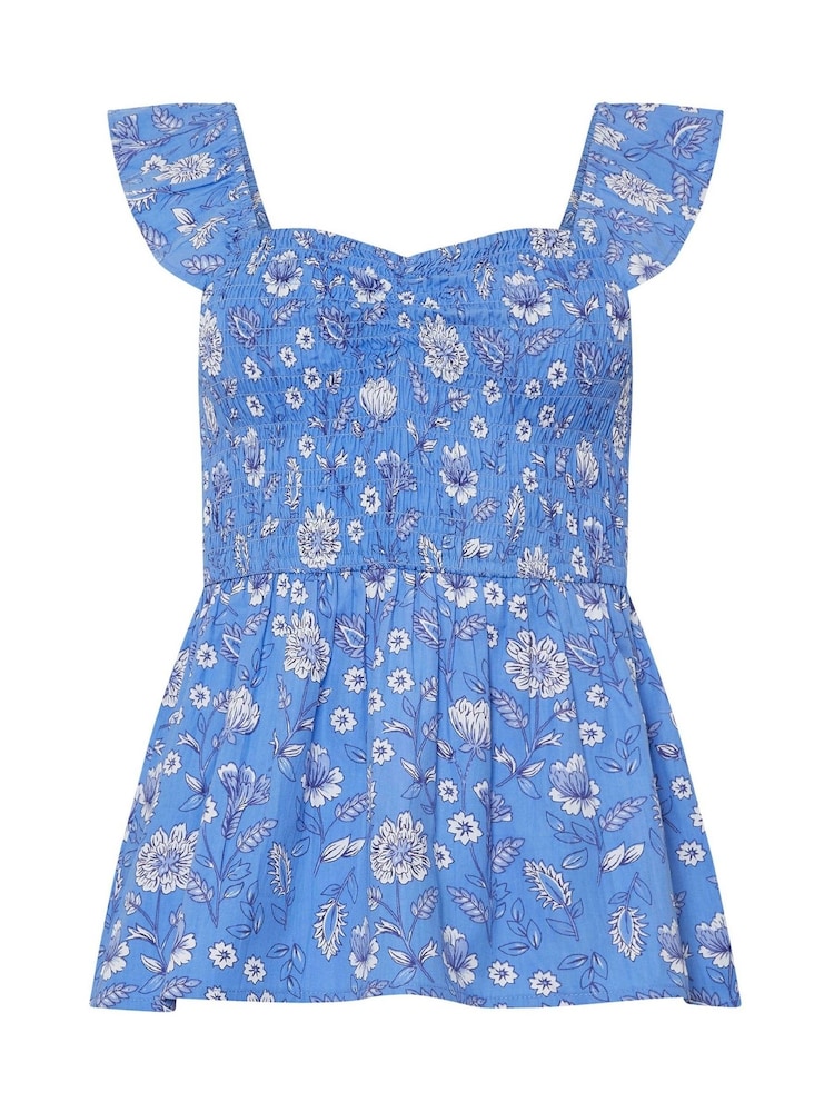 PixieGirl Petite Floral Shirred 100% Хлопковый топ - Image 5 of 5