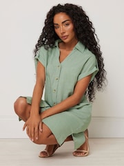 M&Co Green Petite Relaxed Shirt Dress - Image 4 of 5