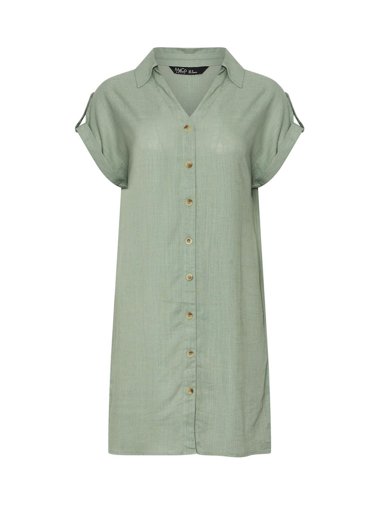 M&Co Green Petite Relaxed Shirt Dress - Image 5 of 5