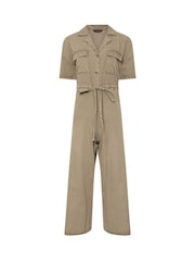 PixieGirl Petite Brown 100% Cotton Tie Waist Jumpsuit - Image 5 of 5