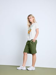 PixieGirl Petite Green Knee Shorts Contains Linen - Image 1 of 5