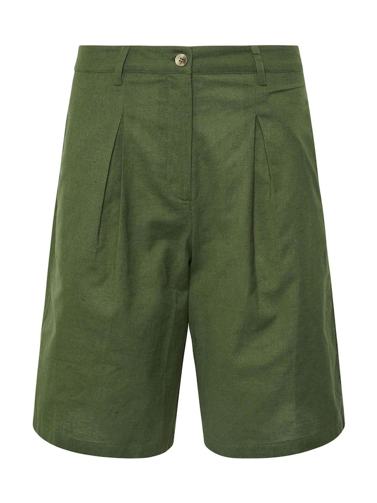 PixieGirl Petite Green Knee Shorts Contains Linen - Image 5 of 5