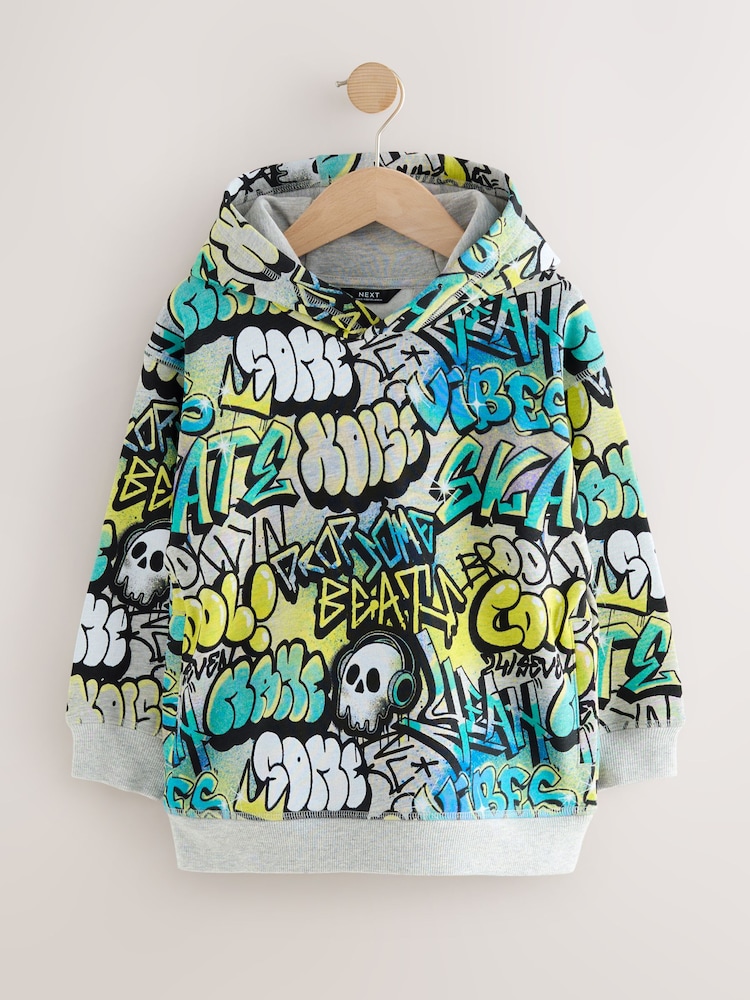 Blue Graffiti Older Boys Graphic Print Hoodie (3-16yrs) - Image 1 of 5 Blue Graffiti Older Boys Graphic Print Hoodie (3-16yrs) - Image 1 of 5