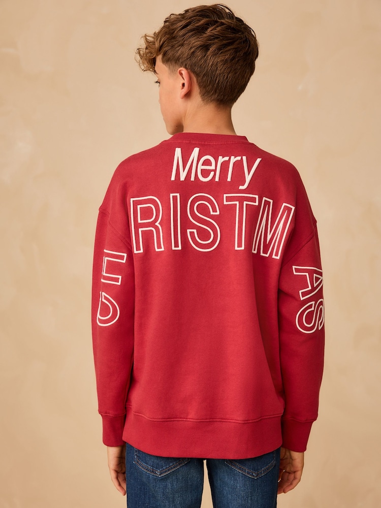 Red Christmas Crew Sweatshirt (3-16yrs) - Image 1 of 7