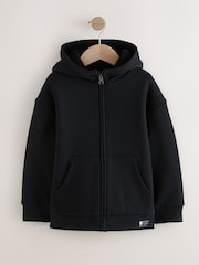 Black Borg Fleece Zip Through Hoodie (3-16yrs) - Image 1 of 5