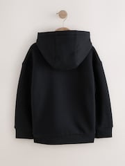 Black Borg Fleece Zip Through Hoodie (3-16yrs) - Image 2 of 5