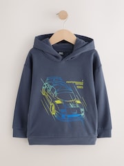 Navy Neon Car Older Graphic Print Hoodie (3-16yrs) - Image 4 of 8