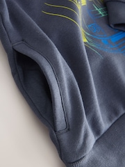 Navy Neon Car Older Graphic Print Hoodie (3-16yrs) - Image 7 of 8