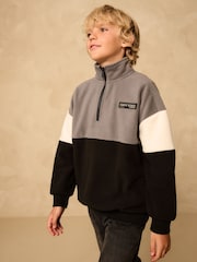 Grey/Black Funnel Neck Fleece (3-16yrs) - Image 1 of 8
