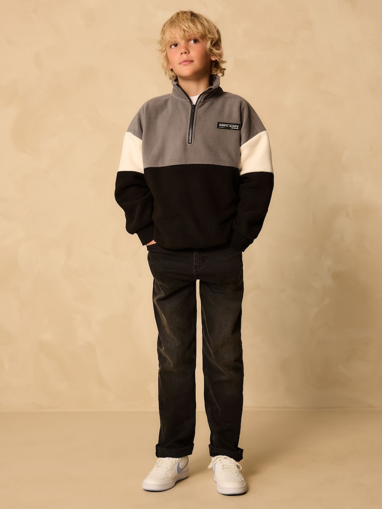 Grey/Black Funnel Neck Fleece (3-16yrs) - Image 2 of 8