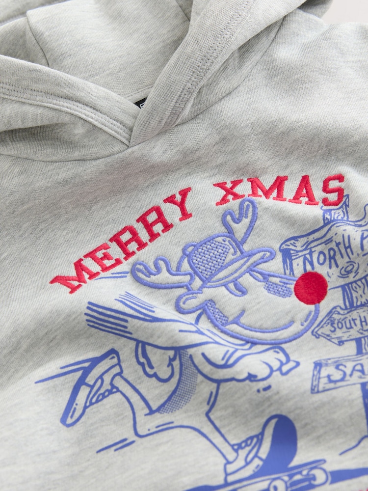 Grey Reindeer Christmas Hoodie (3-16yrs) - Image 9 of 9