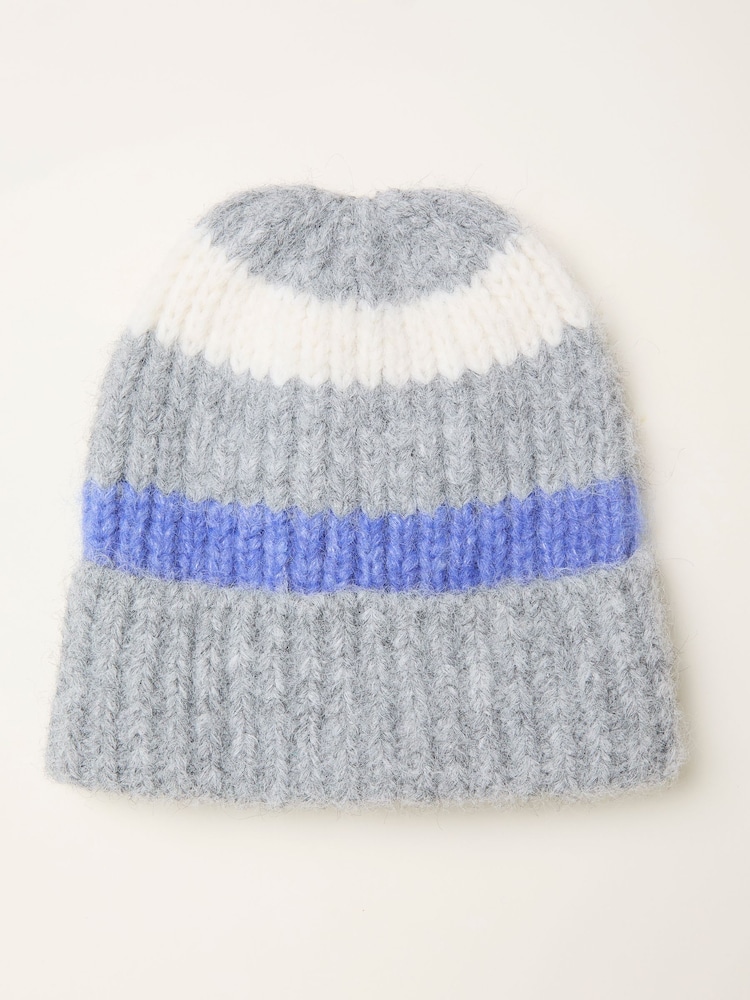 FatFace Grey Stripe Beanie - Image 1 of 2