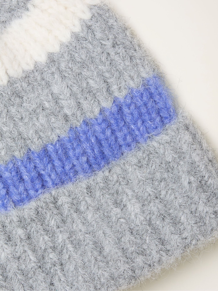 FatFace Grey Stripe Beanie - Image 2 of 2