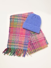 FatFace Multi Plain Hat and Check Scarf Gift Set - Image 2 of 3