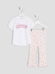 River Island White Girls White Floral Print Wordy Kickflare Set - Image 1 of 4