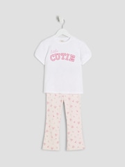 River Island White Girls White Floral Print Wordy Kickflare Set - Image 2 of 4