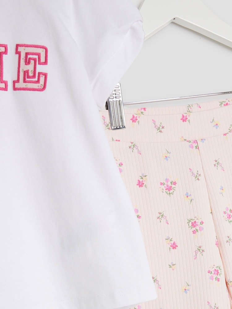 River Island White Girls White Floral Print Wordy Kickflare Set - Image 4 of 4