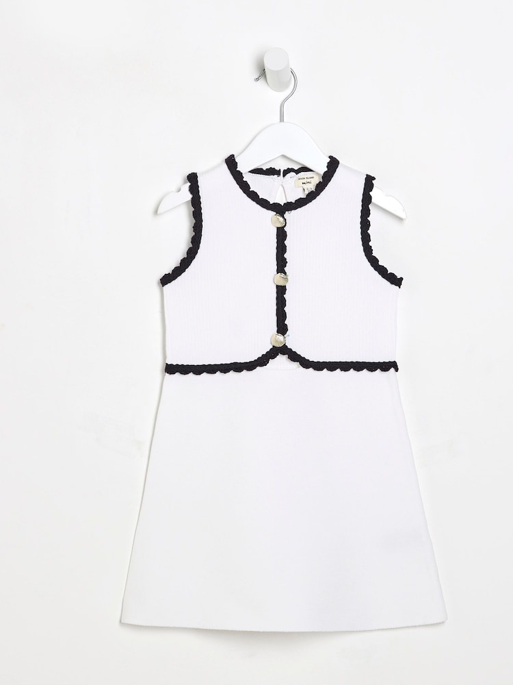 River Island White Girls Cut Out Shell Dress - Image 1 of 4