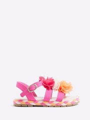 River Island Pink Girls Bright Flower Sandals - Image 1 of 3