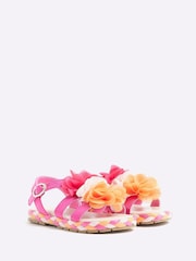 River Island Pink Girls Bright Flower Sandals - Image 2 of 3