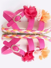 River Island Pink Girls Bright Flower Sandals - Image 3 of 3