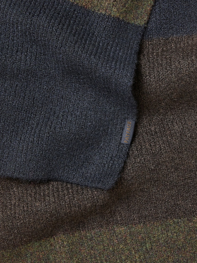 FatFace Chocolate Brown Colour Block Hat and Scarf Gift Set - Image 3 of 3
