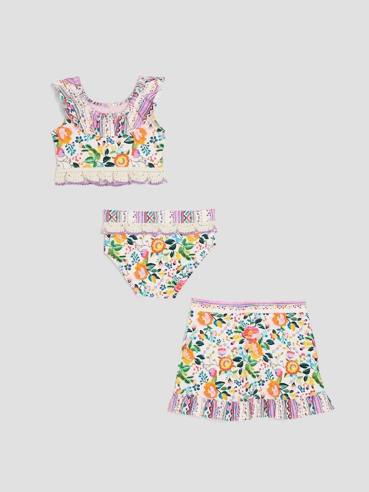 River Island Cream Girls Bikini Skirt Set - Image 2 of 4