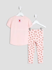 River Island Pink Girls Strawberry Bear Top & Leggings Set - Image 2 of 5
