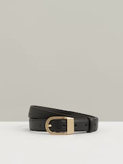 črna - Reiss Hazel Leather Curved-Buckle Belt - Slika 1 iz 4