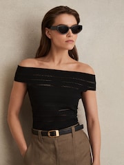 črna - Reiss Hazel Leather Curved-Buckle Belt - Slika 2 iz 4