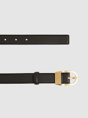 črna - Reiss Hazel Leather Curved-Buckle Belt - Slika 3 iz 4