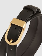 črna - Reiss Hazel Leather Curved-Buckle Belt - Slika 4 iz 4