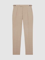 Reiss Oatmeal Brown Venus Wool-Blend Slim-Fit Suit Trousers - Image 2 of 6