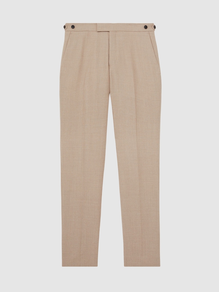 Reiss Oatmeal Brown Venus Wool-Blend Slim-Fit Suit Trousers - Image 2 of 6